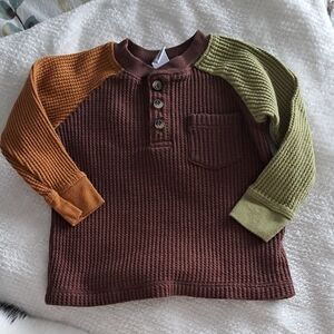 4/$20- Old Navy Kids' Brown Waffle Knit Long Sleeve Tee
